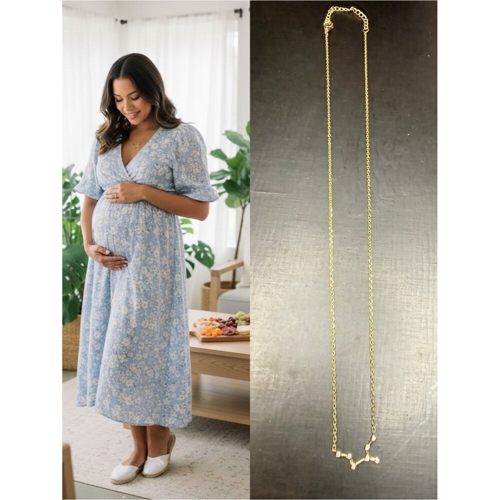 Gold Tone Zodiac Constellation Necklace Minimalist Dainty Star Sign Pendant